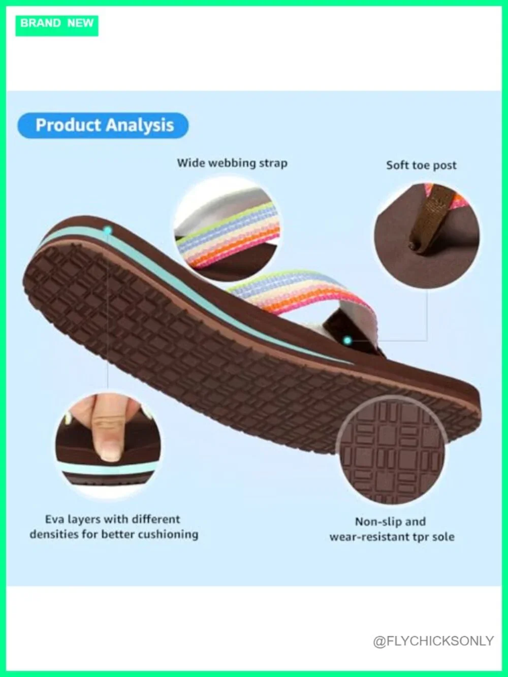 Arch Support Flip Flops Thong Sandals Yoga Mat Sole Quick Dry Beach Shower Pool